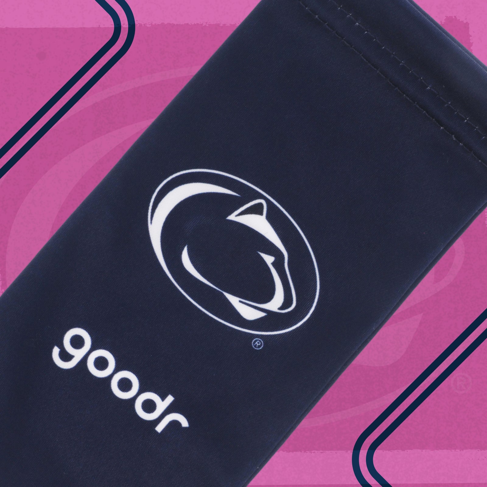 Navy Penn State x goodr microfiber sunglasses pouch with white Penn State and goodr logos.