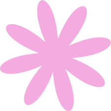 A pink flower icon on a white background.